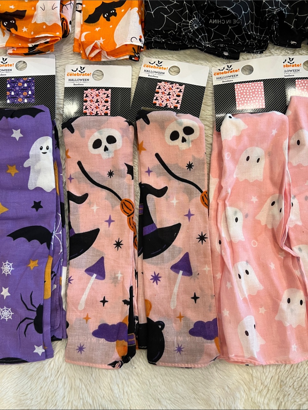 20 Halloween themed bandana ghost bat spider witch pumpkin NWT - Picture 3 of 8